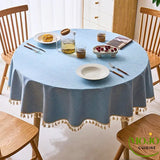 Nappe ronde Bleue Runden Franges 2